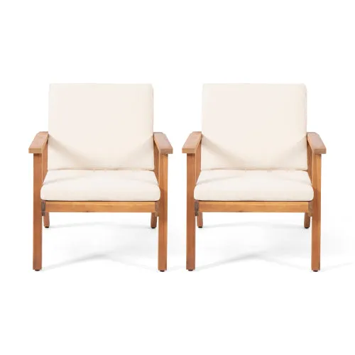 Outdoor Acacia Wood Club Chairs with Cushions (Set of 2) - NH641213