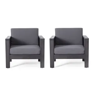 Outdoor Acacia Wood Club Chairs with Cushions, Set of 2 - NH940413 patio chairs, outdoor seating