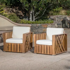 Outdoor Acacia Wood Club Chairs with Water Resistant Cushions (Set of 2) - NH074303 chandelier, pendant light