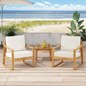 Outdoor Acacia Wood Club Chairs with Water Resistant Cushions (Set of 2) - NH159213 patio chairs, outdoor seating