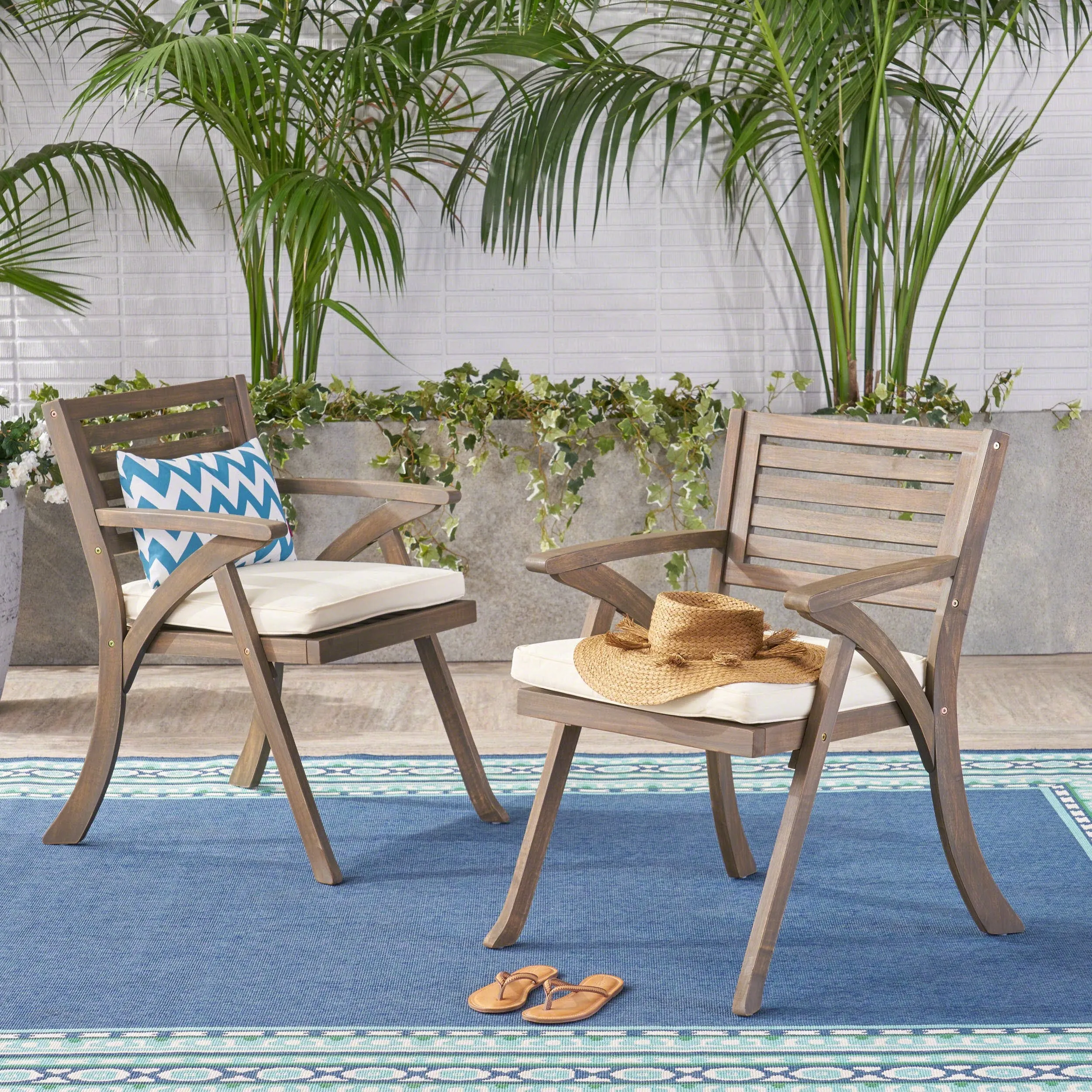 Outdoor Acacia Wood Dining Chair - NH567503 patio chairs, outdoor seating