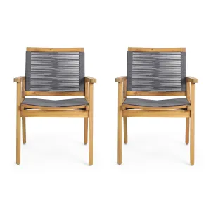 Outdoor Acacia Wood Dining Chair with Rope Seating (Set of 2) - NH096313 chandelier, pendant light