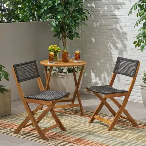 Outdoor Acacia Wood Foldable Bistro Chairs with Wicker Seating (Set of 2) - NH910903 chandelier, pendant light