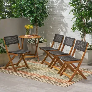 Outdoor Acacia Wood Foldable Bistro Chairs with Wicker Seating (Set of 4) - NH120903 chandelier, pendant light