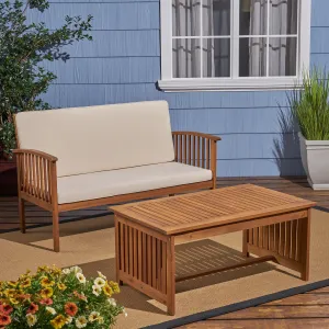 Outdoor Acacia Wood Loveseat & Coffee Table Set - NH460603 clothes rack, garment rack