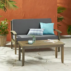 Outdoor Acacia Wood Loveseat and Coffee Table - NH698503 patio chairs, outdoor seating