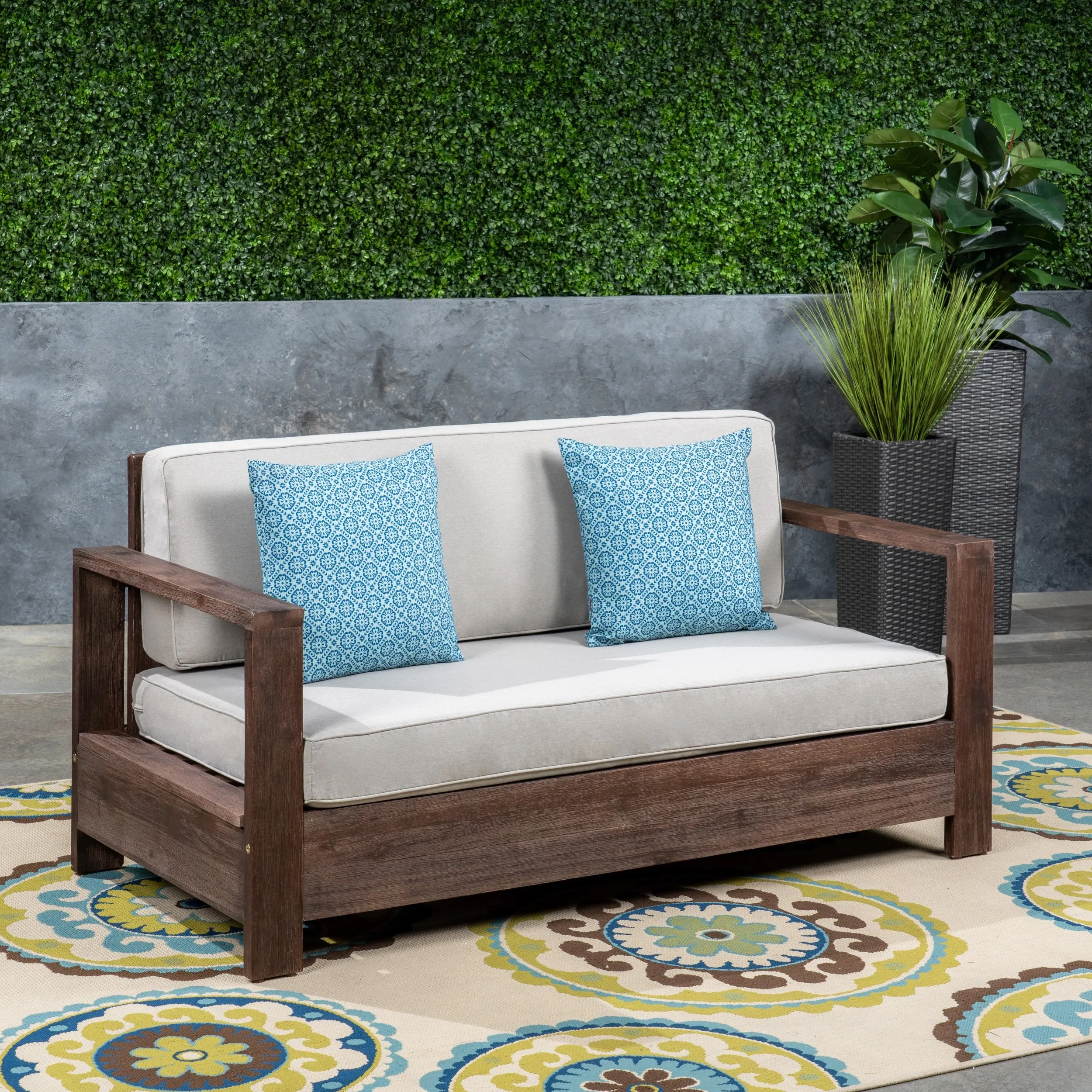 Outdoor Acacia Wood Loveseat - NH173603