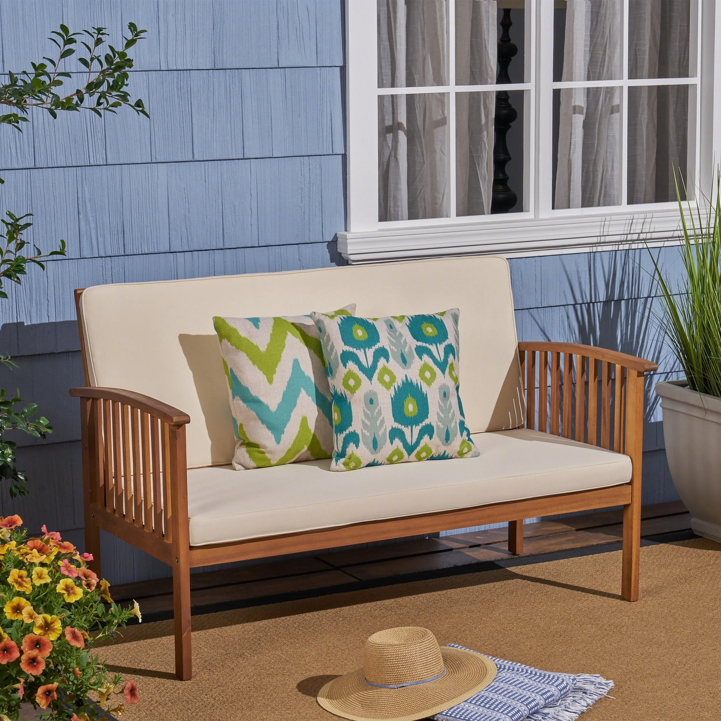 Outdoor Acacia Wood Loveseat - NH745503