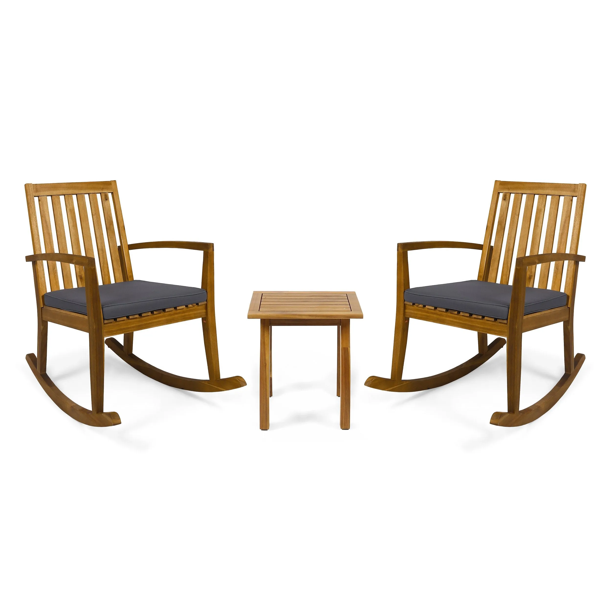 Outdoor Acacia Wood Rocking Chair Chat Set - NH235703