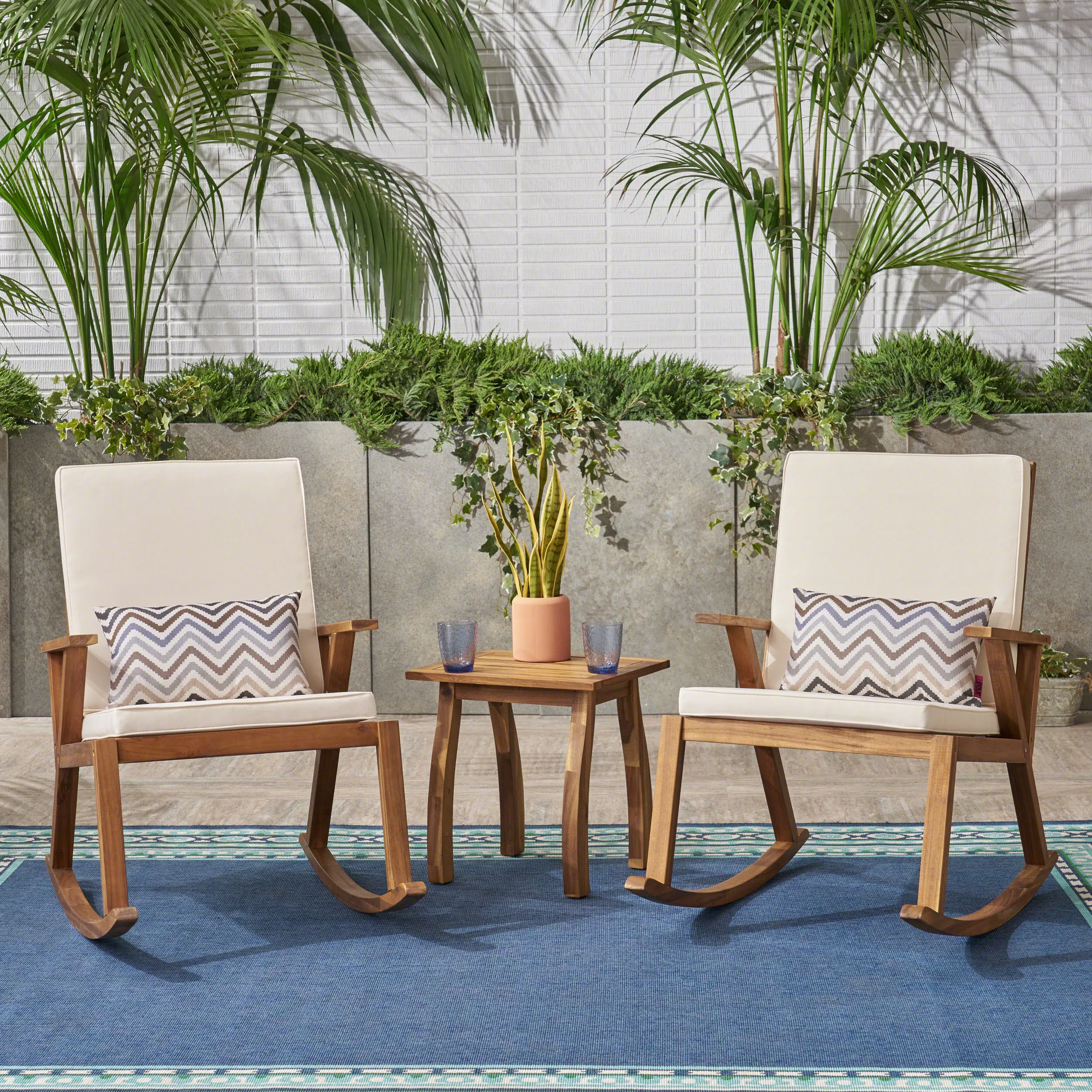 Outdoor Acacia Wood Rocking Chair Chat Set - NH817403 clothes rack, garment rack
