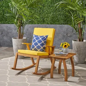 Outdoor Acacia Wood Rocking Chair with Side Table - NH735603 chandelier, pendant light