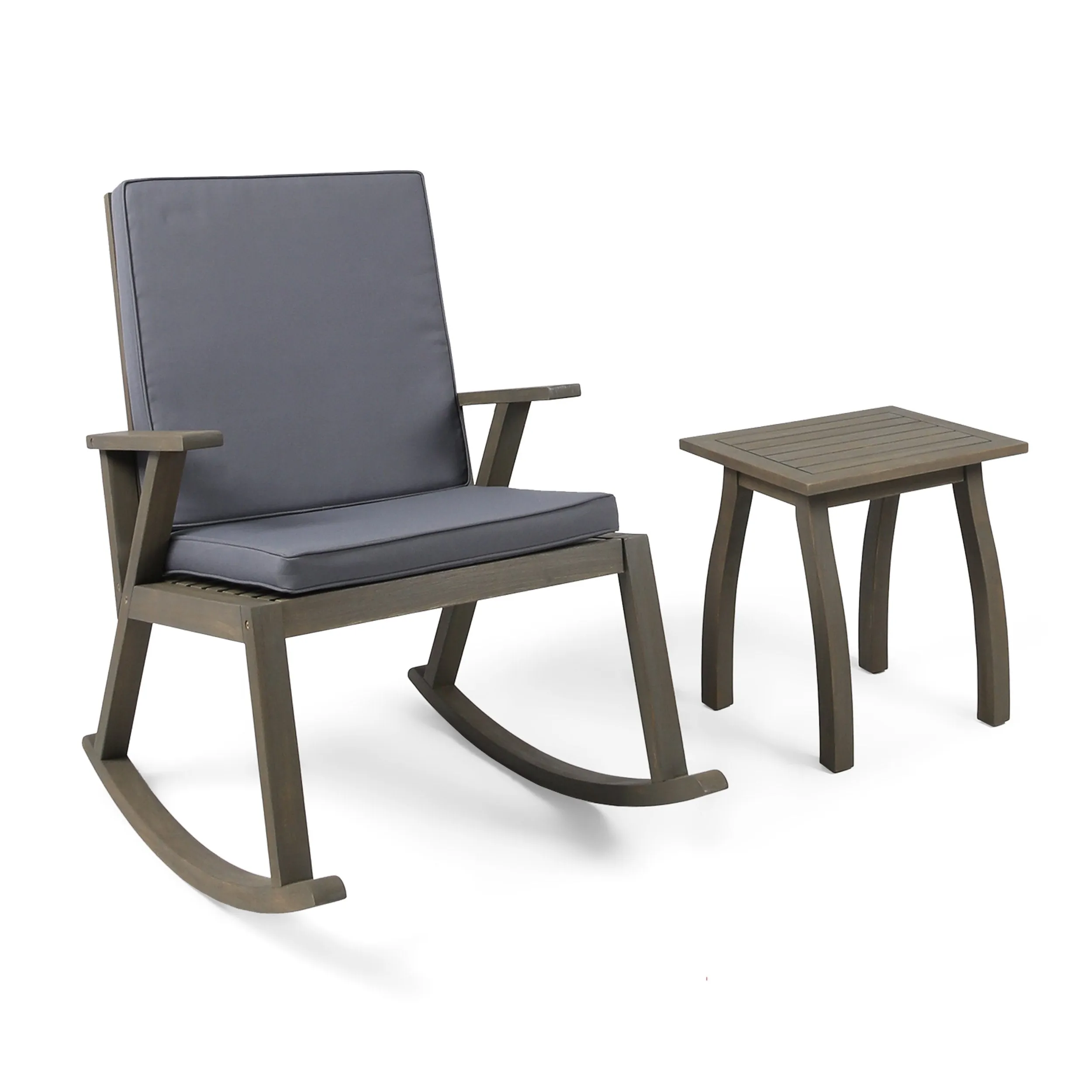 Outdoor Acacia Wood Rocking Chair with Side Table - NH929503