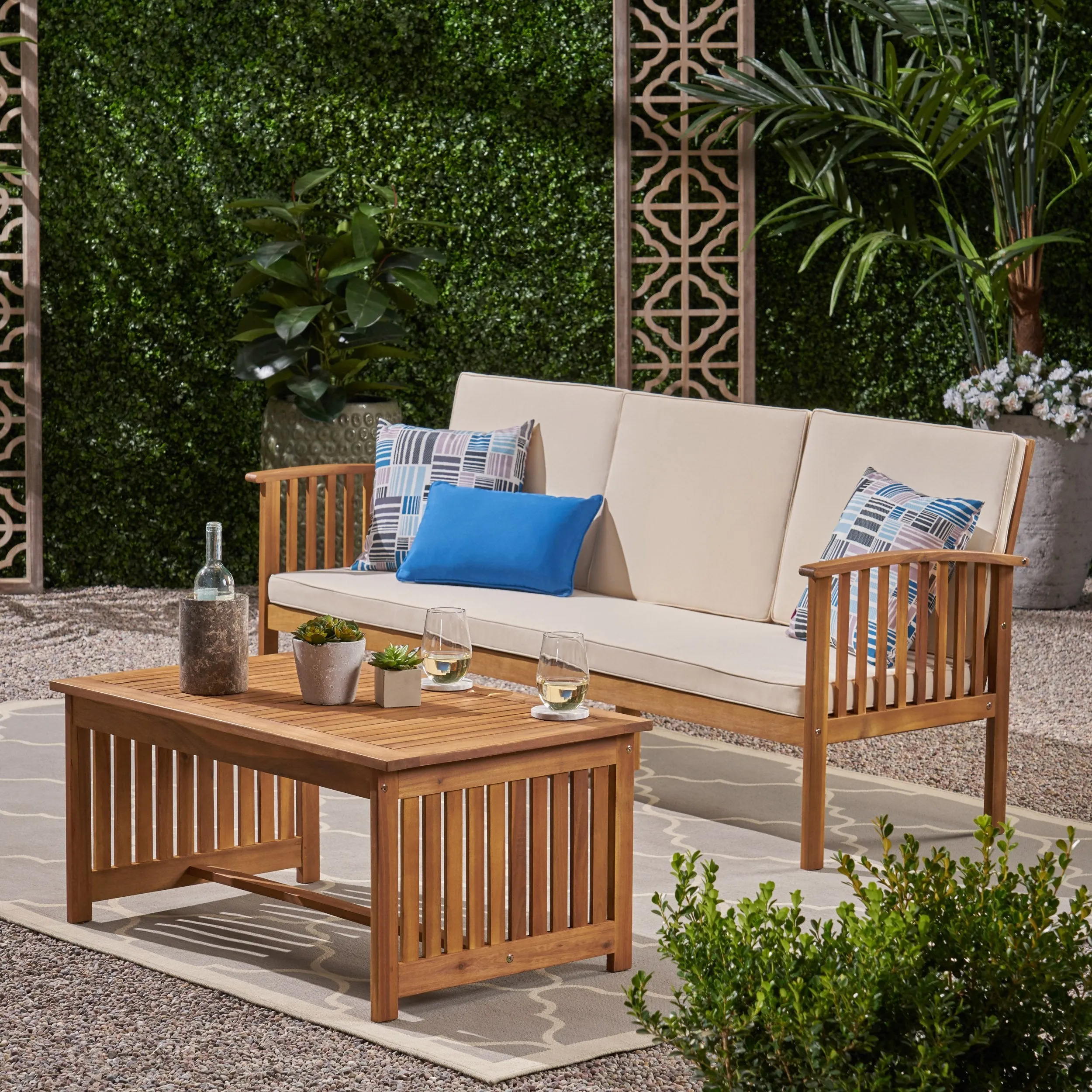 Outdoor Acacia Wood Sofa and Coffee Table Set - NH691803 clothes rack, garment rack