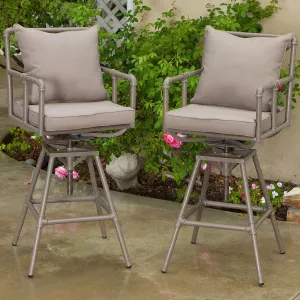 Outdoor Adjustable Height Swivel Bar Stools (set of 2) - NH823912 patio chairs, outdoor seating