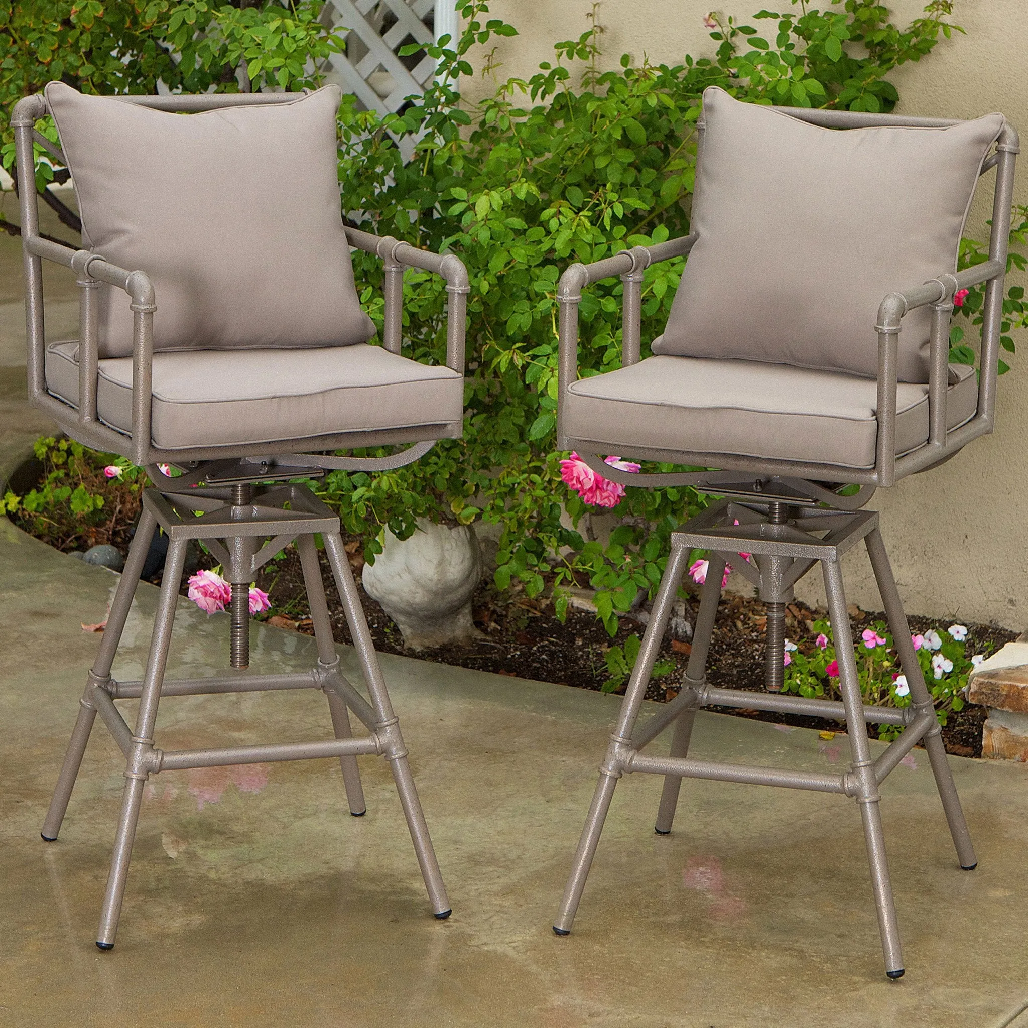 Outdoor Adjustable Height Swivel Bar Stools (set of 2) - NH823912 patio chairs, outdoor seating