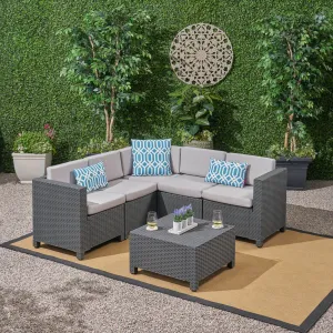 Outdoor All Weather Faux Wicker 5 Seater Sectional Sofa Set with Cushions - NH106903 serving bowl, serving dish