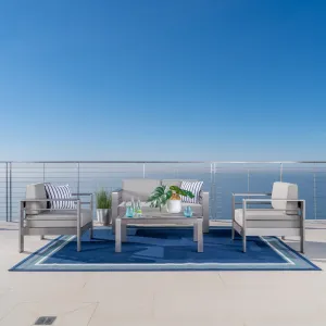 Outdoor Aluminum 4 Piece Chat Set with Sunbrella Cushions - NH404303 patio chairs, outdoor seating
