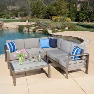 Outdoor Aluminum 4-piece Sofa Set with Cushions - NH176692 cushion cover, soft furnishing