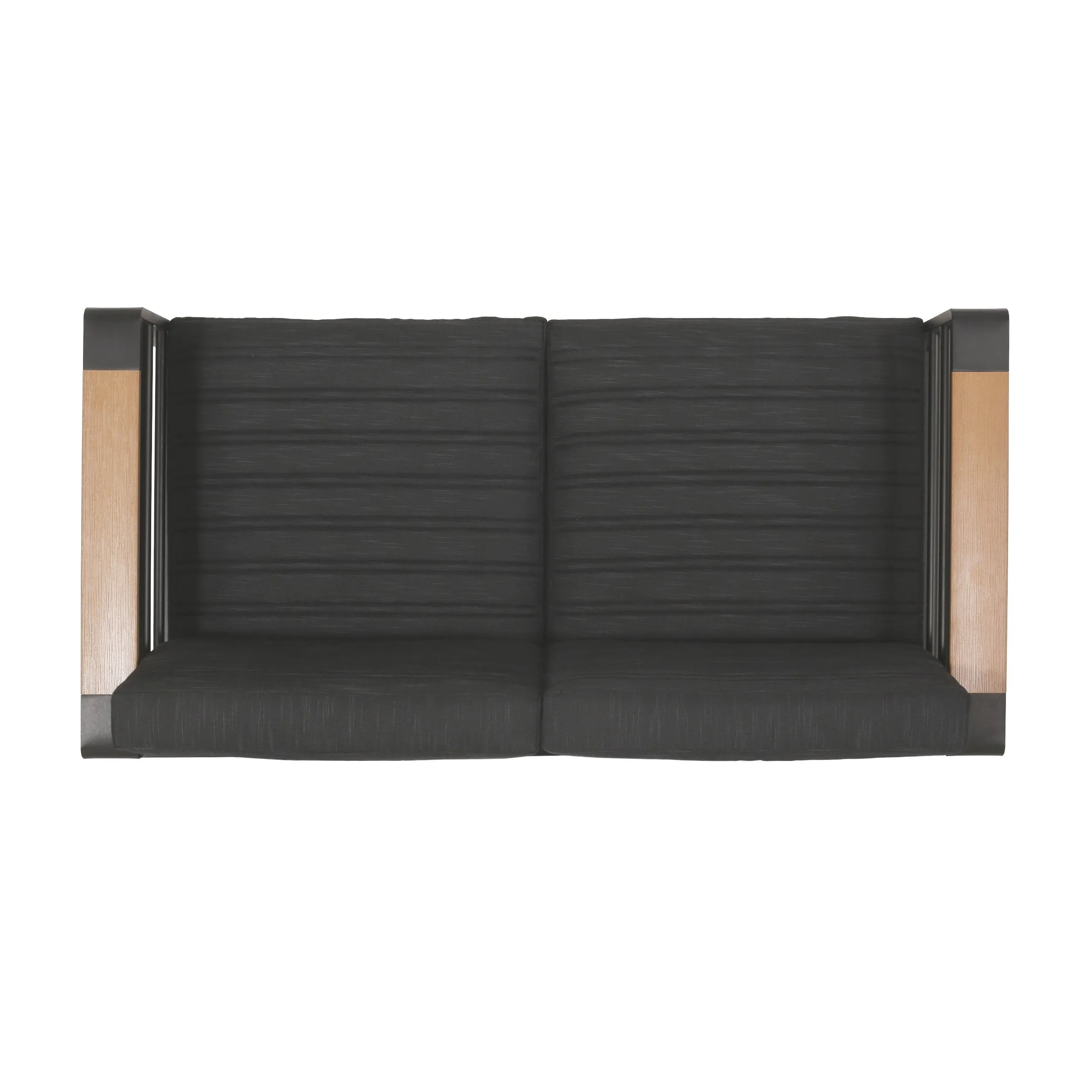 Outdoor Aluminum 4 Seater Chat Set with Fire Pit, Black, Natural, and Dark Gray - NH634413