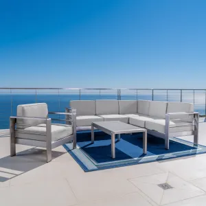 Outdoor Aluminum 5 Piece Sofa Set with Sunbrella Cushions - NH983303 cushion cover, soft furnishing