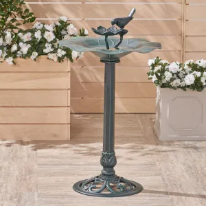 Outdoor Aluminum and Iron Bird Bath, Antique Green - NH263503 patio chairs, outdoor seating