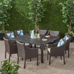 Outdoor Aluminum and Wicker 8 Seater Dining Set - NH983903 patio chairs, outdoor seating