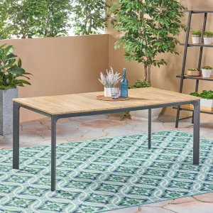Outdoor Aluminum and Wood Dining Table, Natural - NH741503 patio chairs, outdoor seating