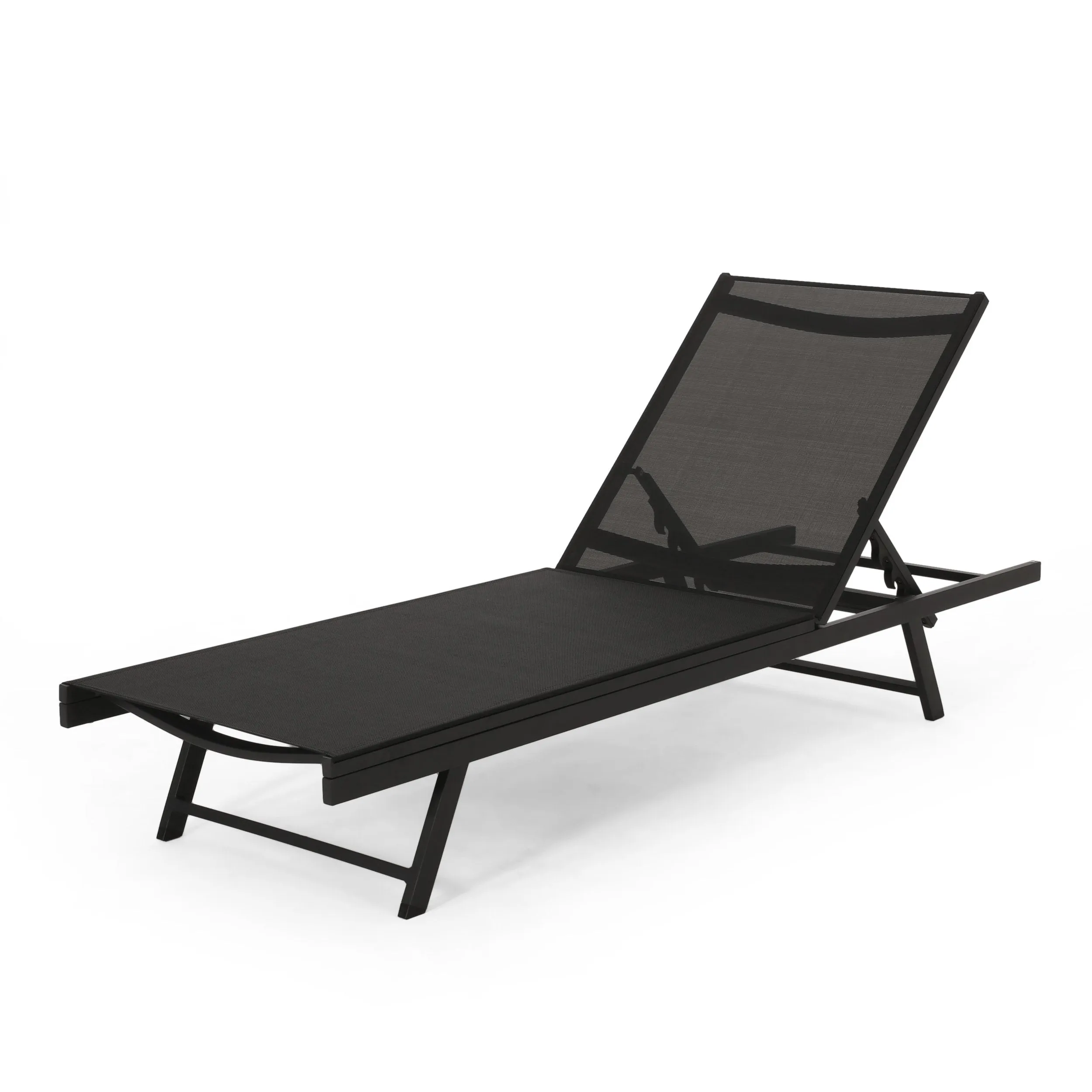 Outdoor Aluminum Chaise Lounge Set with C-Shaped End Table - NH025313
