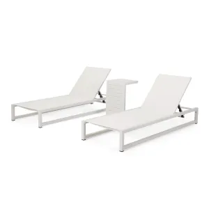 Outdoor Aluminum Chaise Lounge Set with C-Shaped End Table - NH615313 patio chairs, outdoor seating