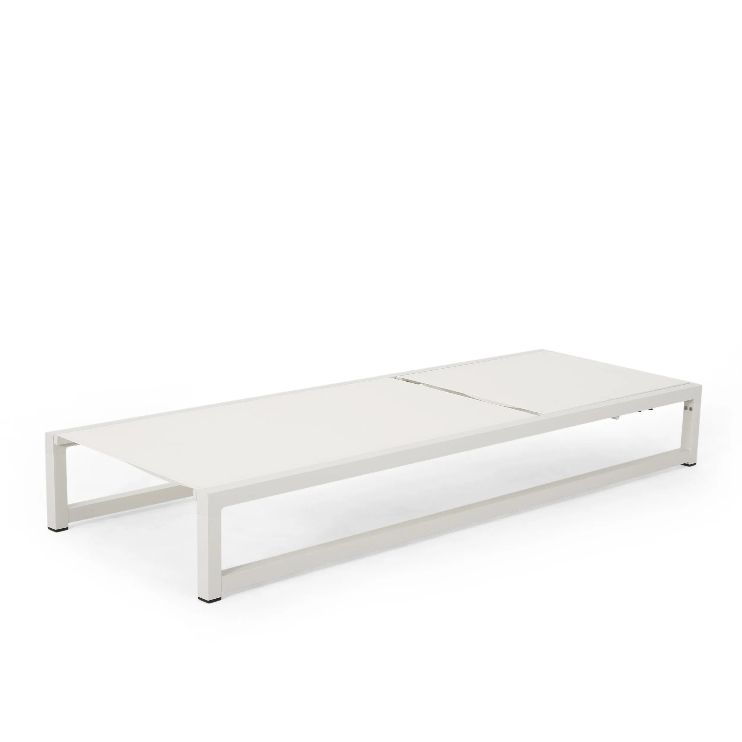 Outdoor Aluminum Chaise Lounge Set with C-Shaped End Table - NH615313