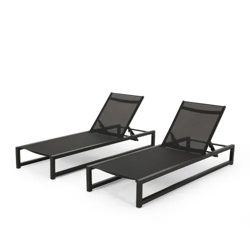 Outdoor Aluminum Chaise Lounge with Mesh Seating