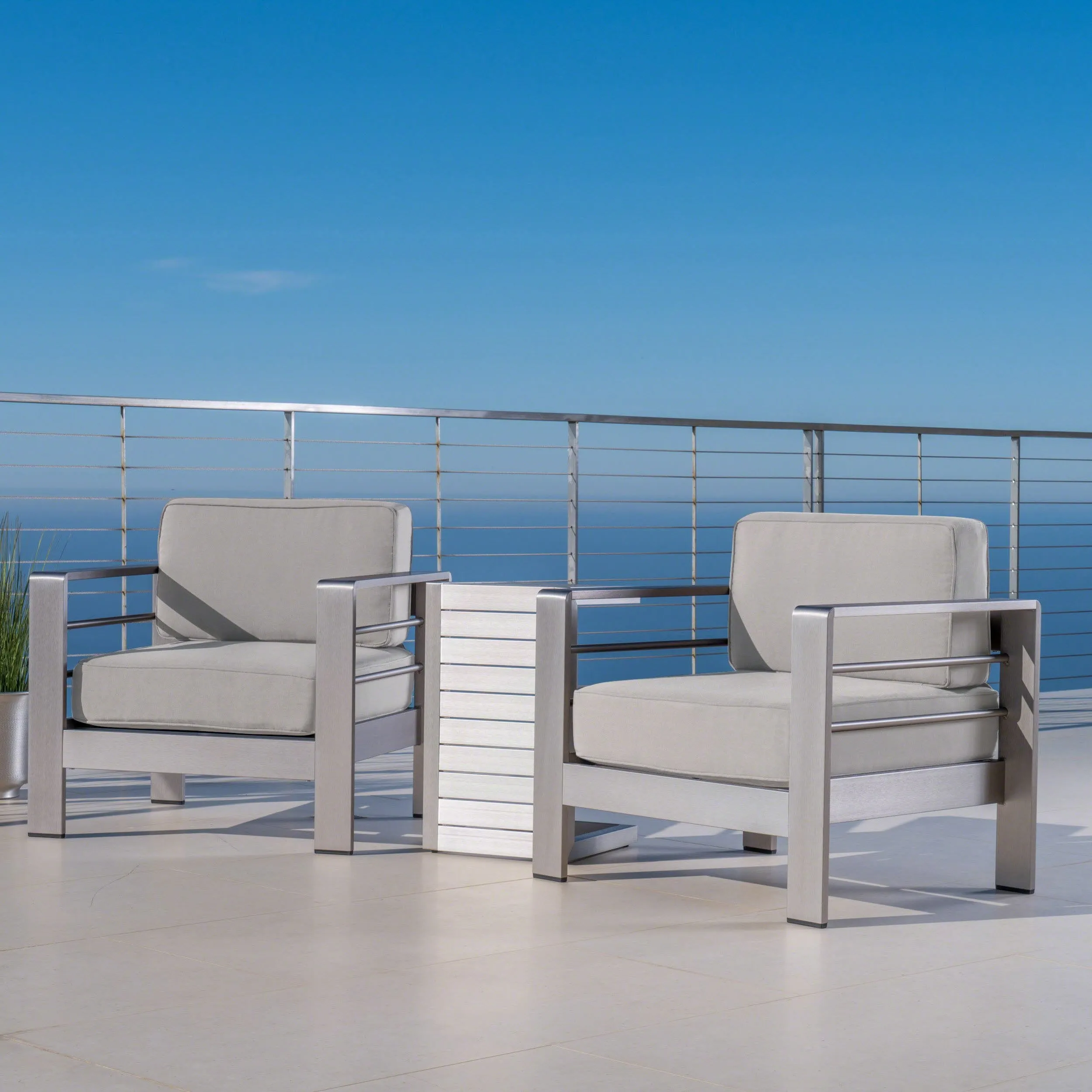 Outdoor Aluminum Club Chairs and Side Table Set with Cushions - NH463403 clothes rack, garment rack