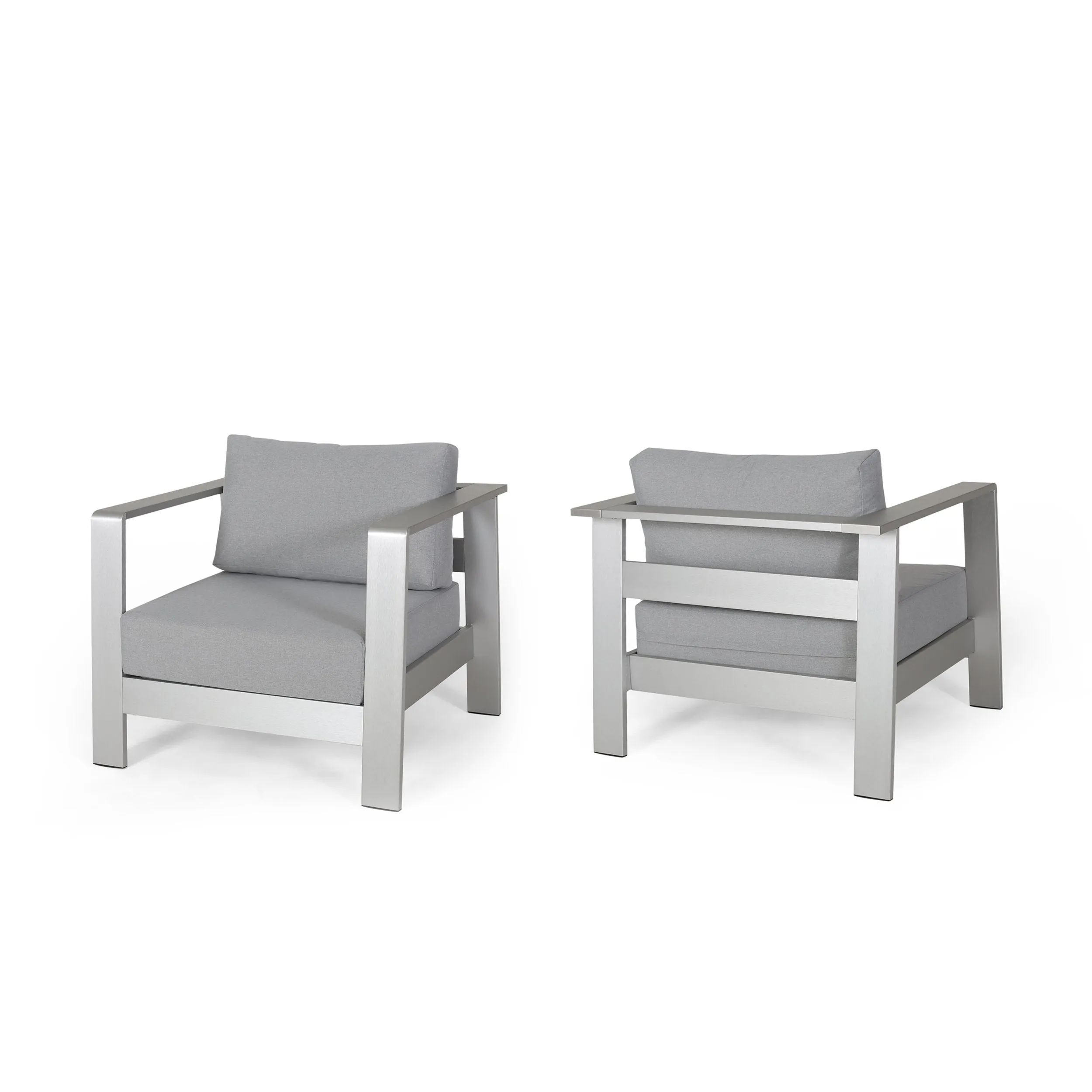 Outdoor Aluminum Club Chairs with Cushions (Set of 2) - NH579803