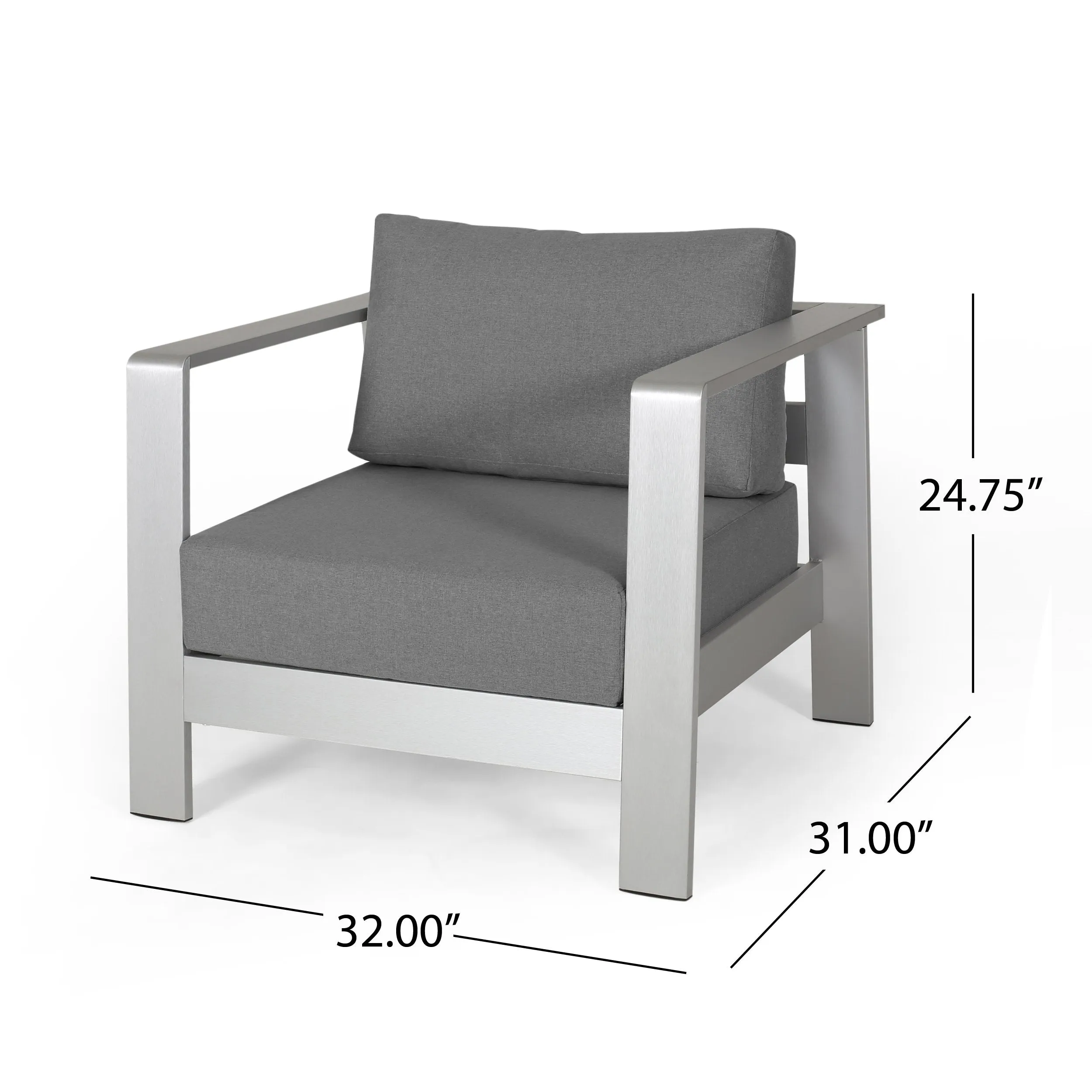 Outdoor Aluminum Club Chairs with Cushions (Set of 2) - NH579803