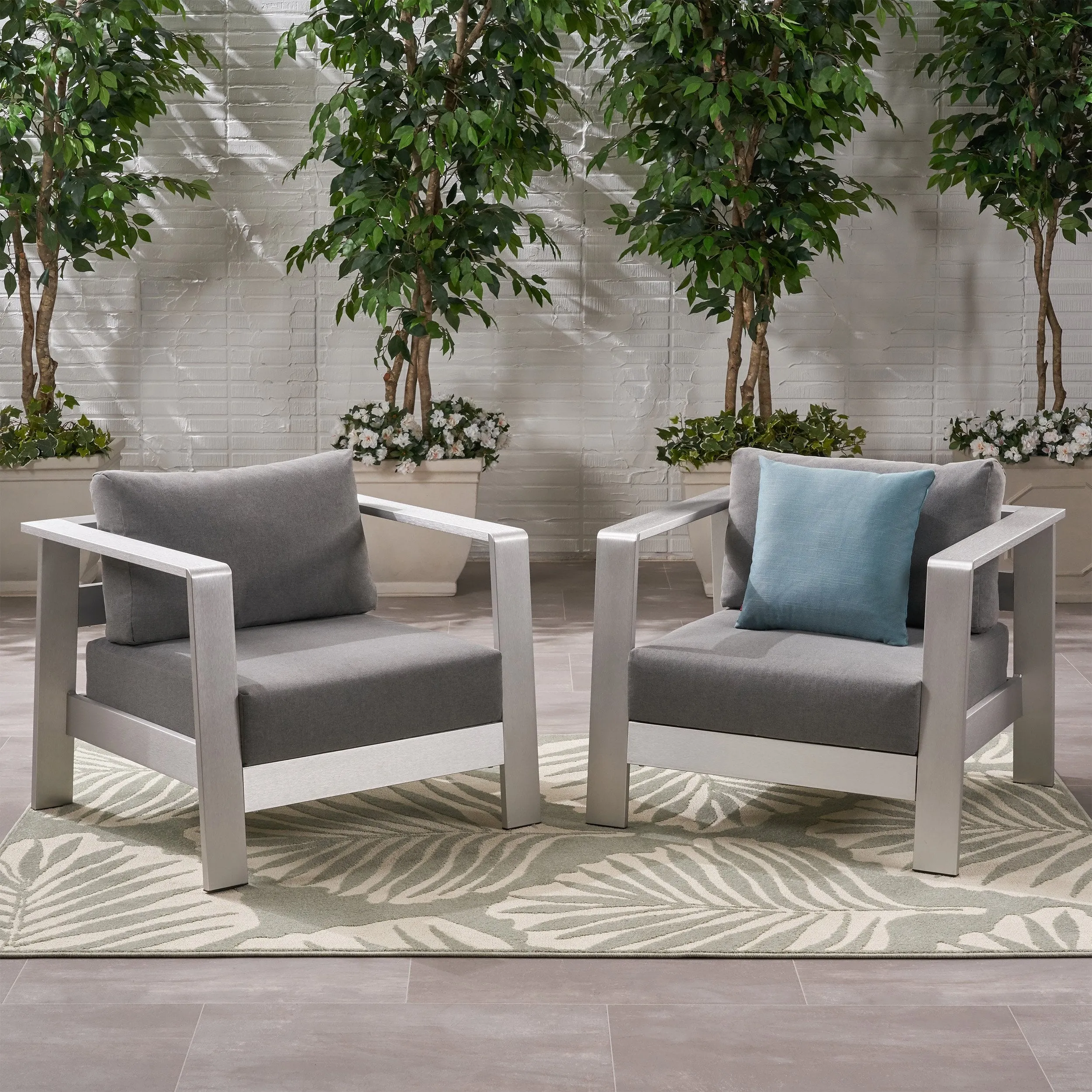 Outdoor Aluminum Club Chairs with Cushions (Set of 2) - NH579803 chandelier, pendant light