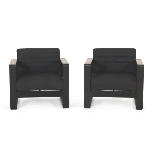 Outdoor Aluminum Club Chairs with Water Resistant Cushions, Set of 2, Dark Gray, Natural, and Black - NH554413 chandelier, pendant light