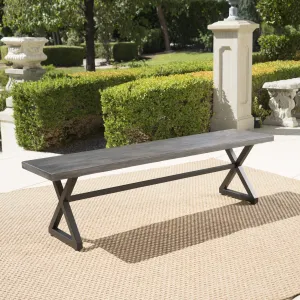 Outdoor Aluminum Dining Bench with Black Steel Frame - NH784203 stair tread rug, stair mat