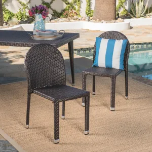 Outdoor Aluminum Frame Wicker Stackable Dining Chairs - Set of 2 - NH932103 chandelier, pendant light