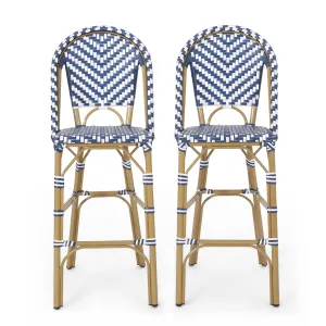 Outdoor Aluminum French Barstools, Set of 2 - NH644413 patio chairs, outdoor seating