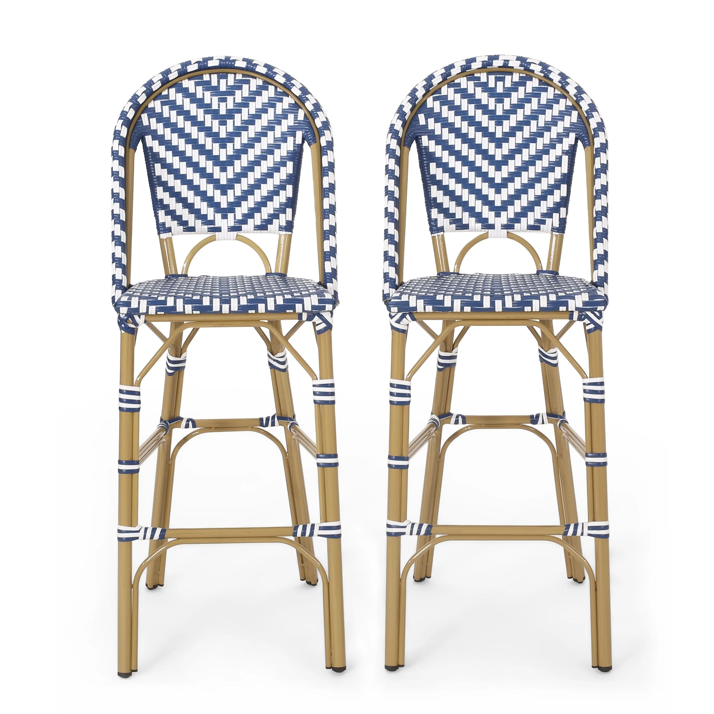 Outdoor Aluminum French Barstools, Set of 2 - NH644413 patio chairs, outdoor seating