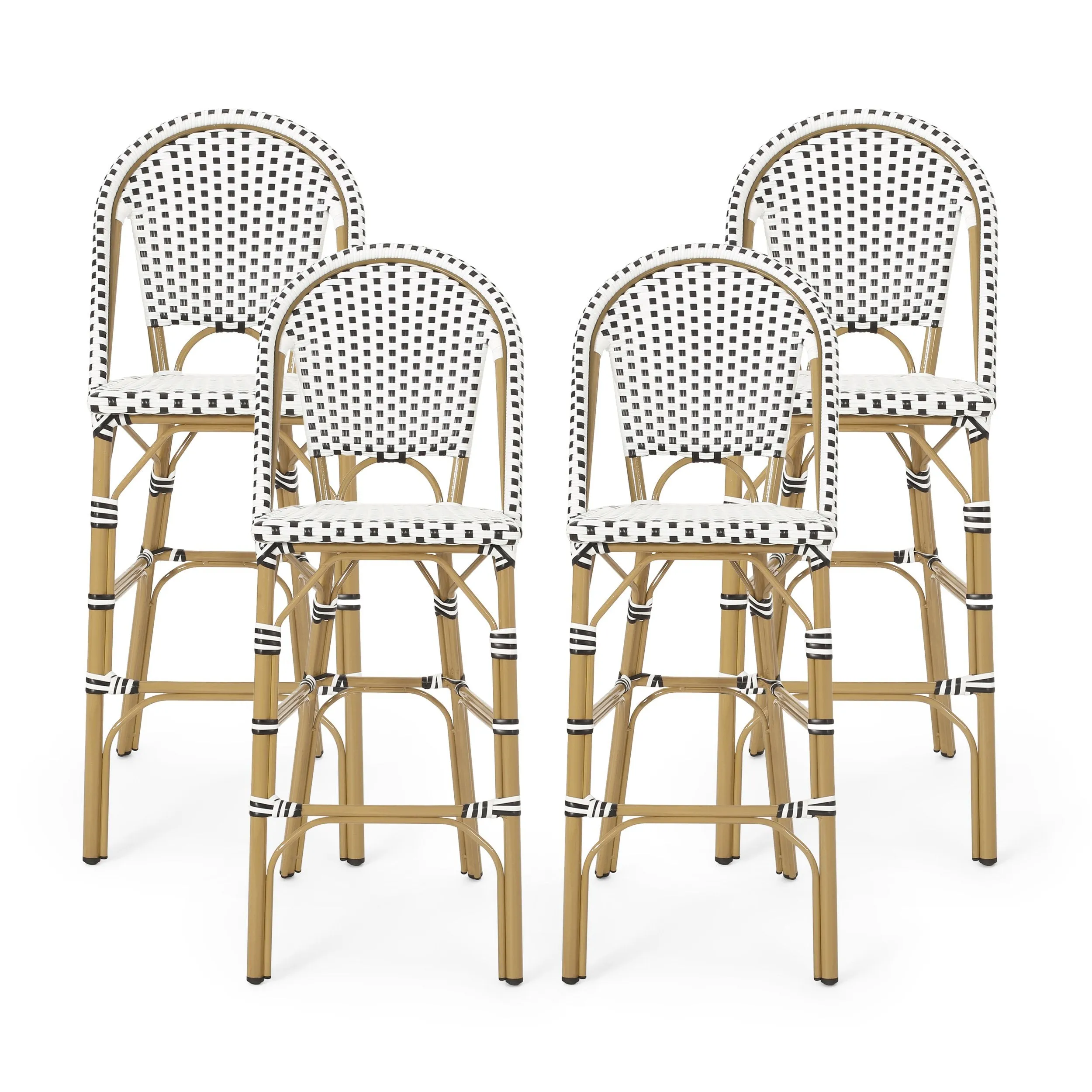 Outdoor Aluminum French Barstools, Set of 4 - NH054413 patio chairs, outdoor seating
