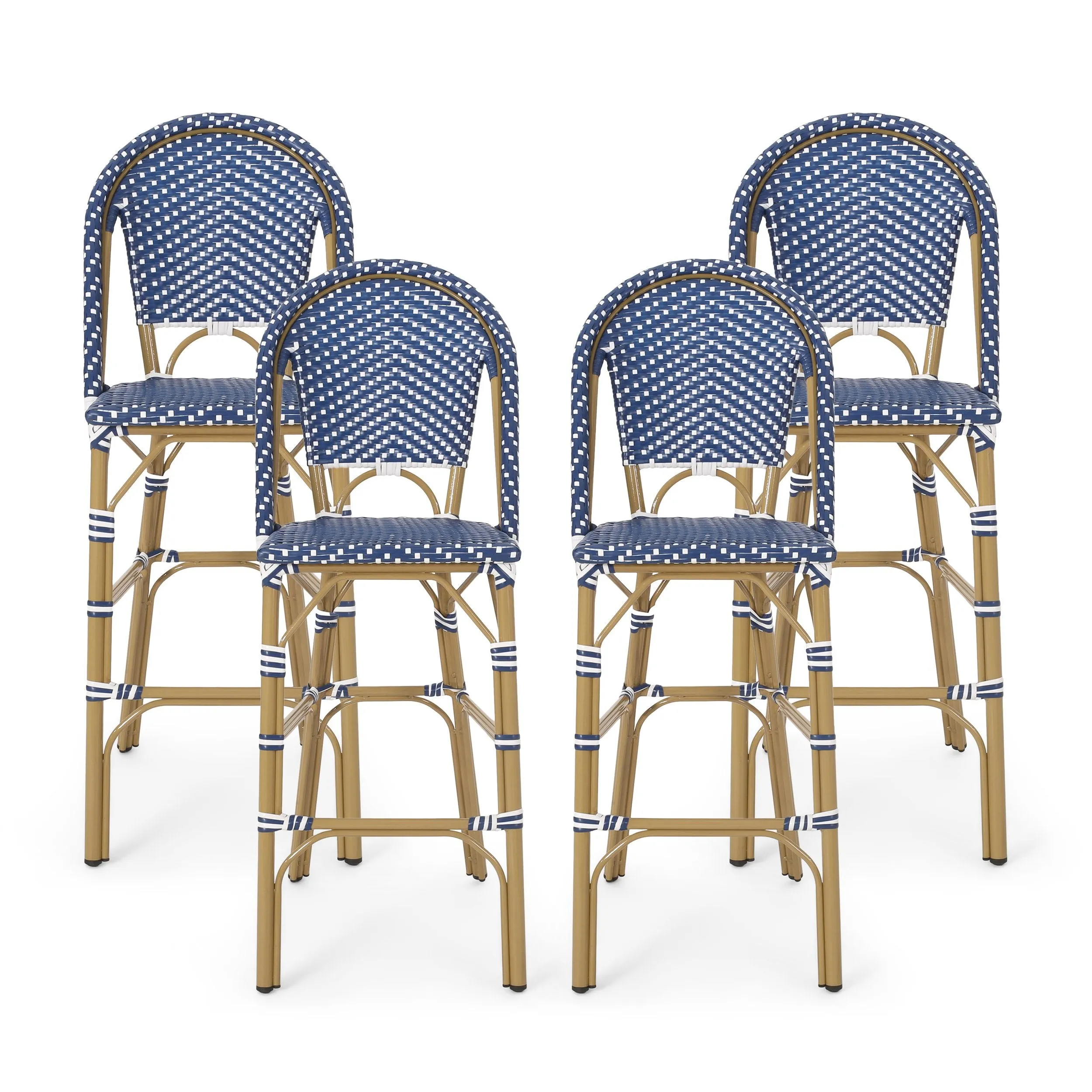 Outdoor Aluminum French Barstools, Set of 4 - NH054413
