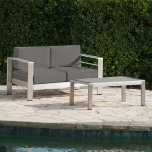 Outdoor Aluminum Loveseat and Coffee Table Set - NH194303 patio chairs, outdoor seating