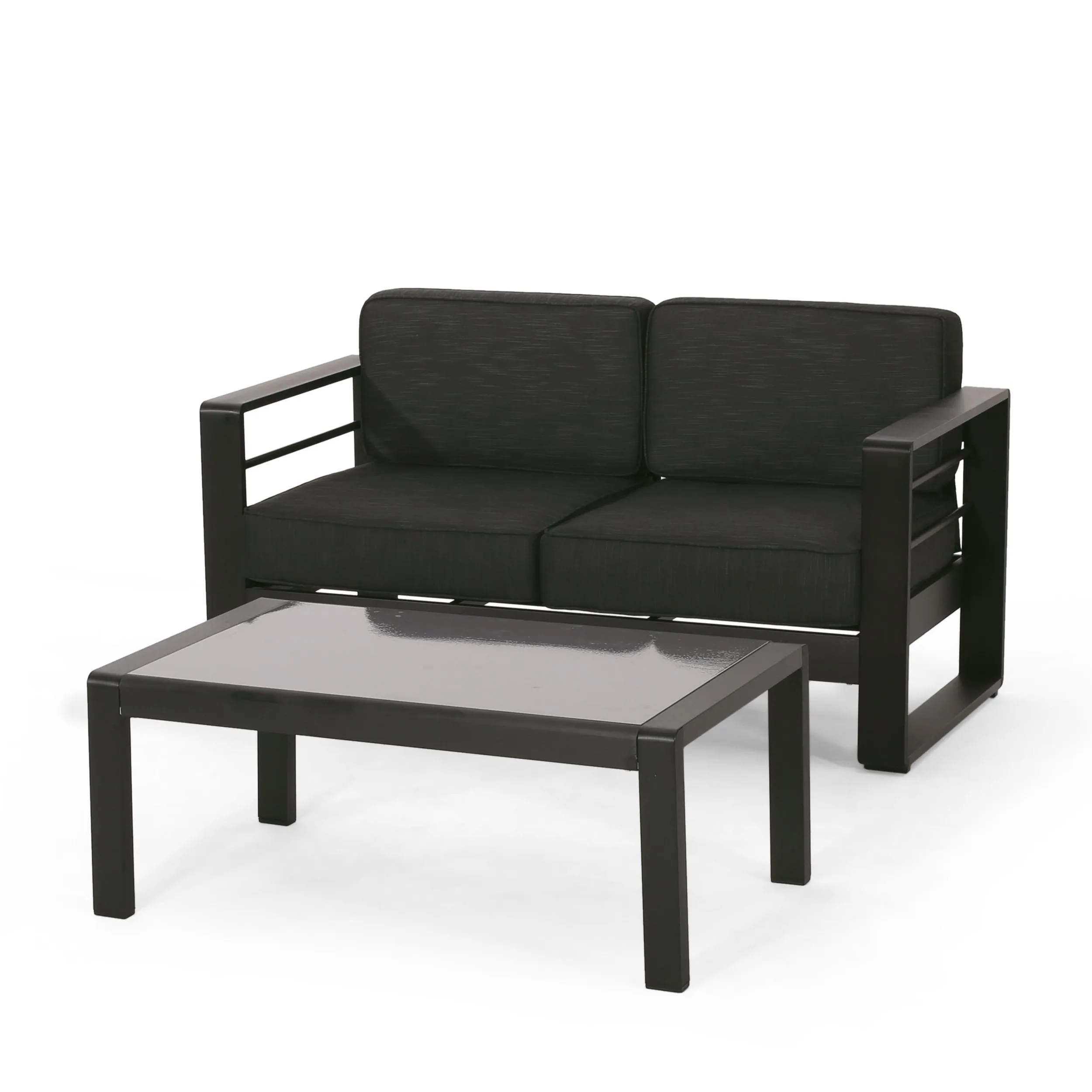 Outdoor Aluminum Loveseat and Coffee Table Set - NH685313 clothes rack, garment rack