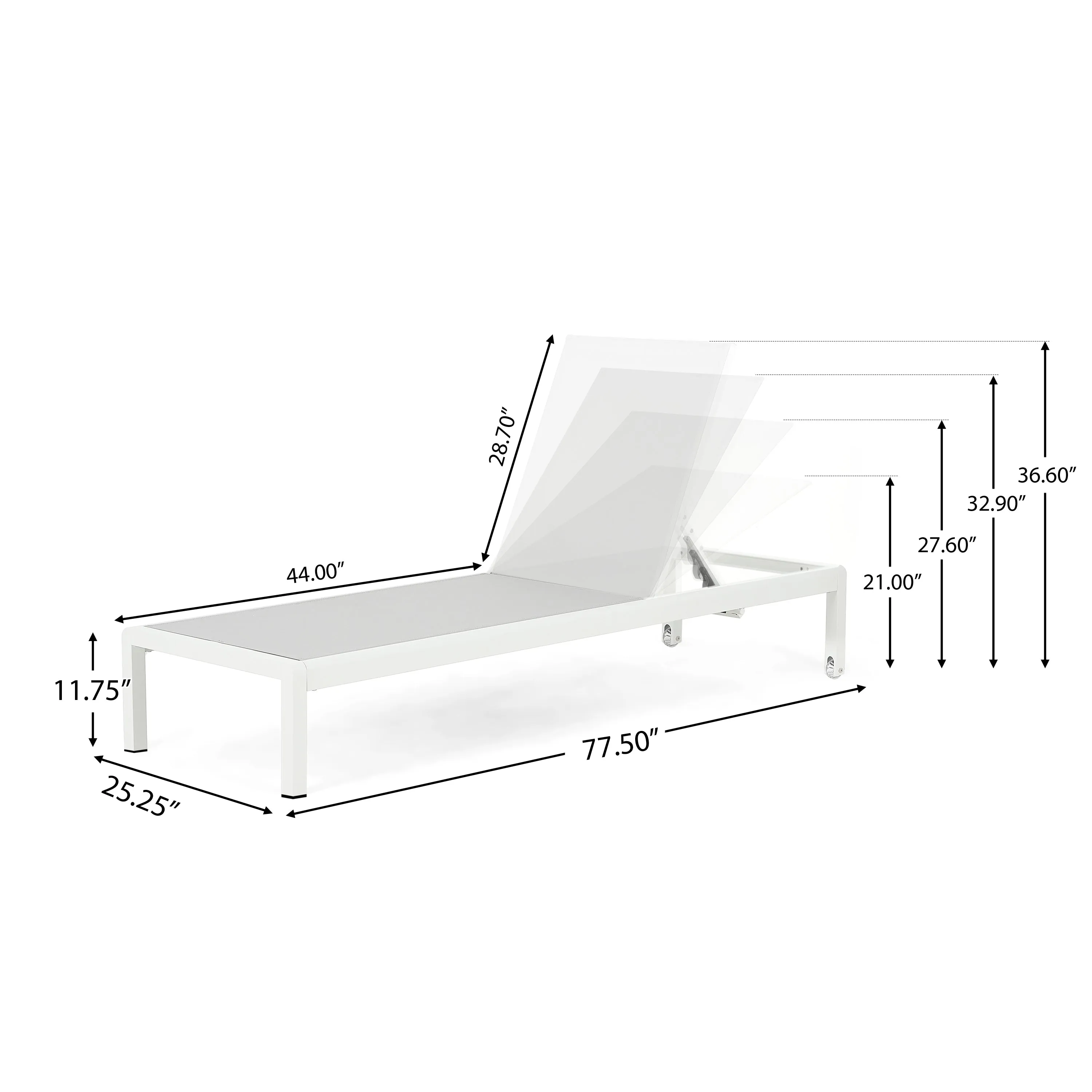 Outdoor Aluminum Pool Patio Beach Chaise Lounge Chair,Set of 2