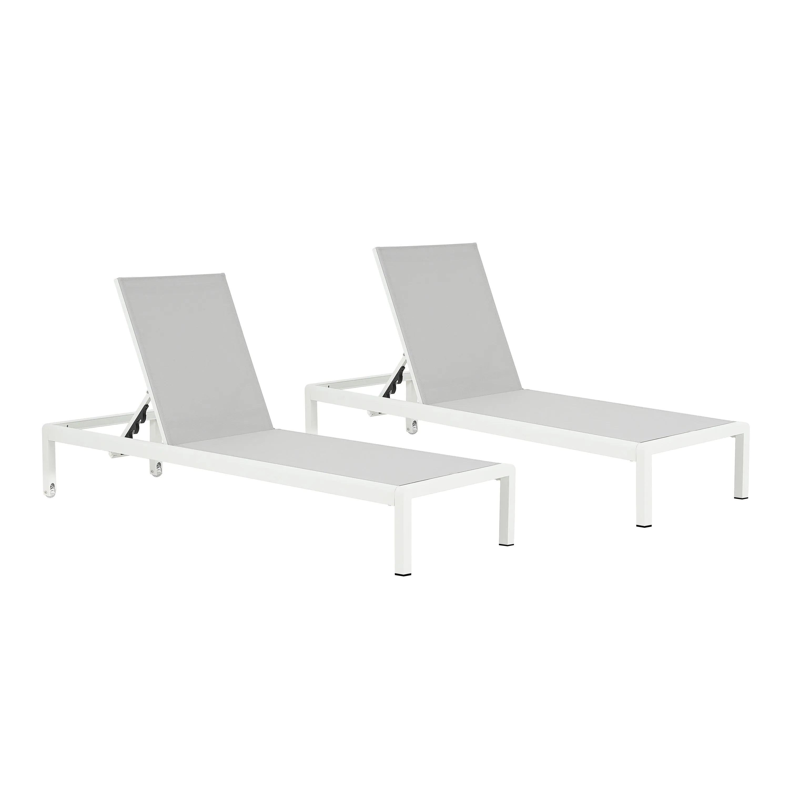 Outdoor Aluminum Pool Patio Beach Chaise Lounge Chair,Set of 2