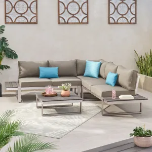 Outdoor Aluminum V-Shaped 5 Seater Sofa Set with Cushions - NH203313 cushion cover, soft furnishing