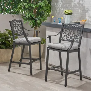 Outdoor Barstool with Cushion (Set of 2) - NH141013 patio chairs, outdoor seating