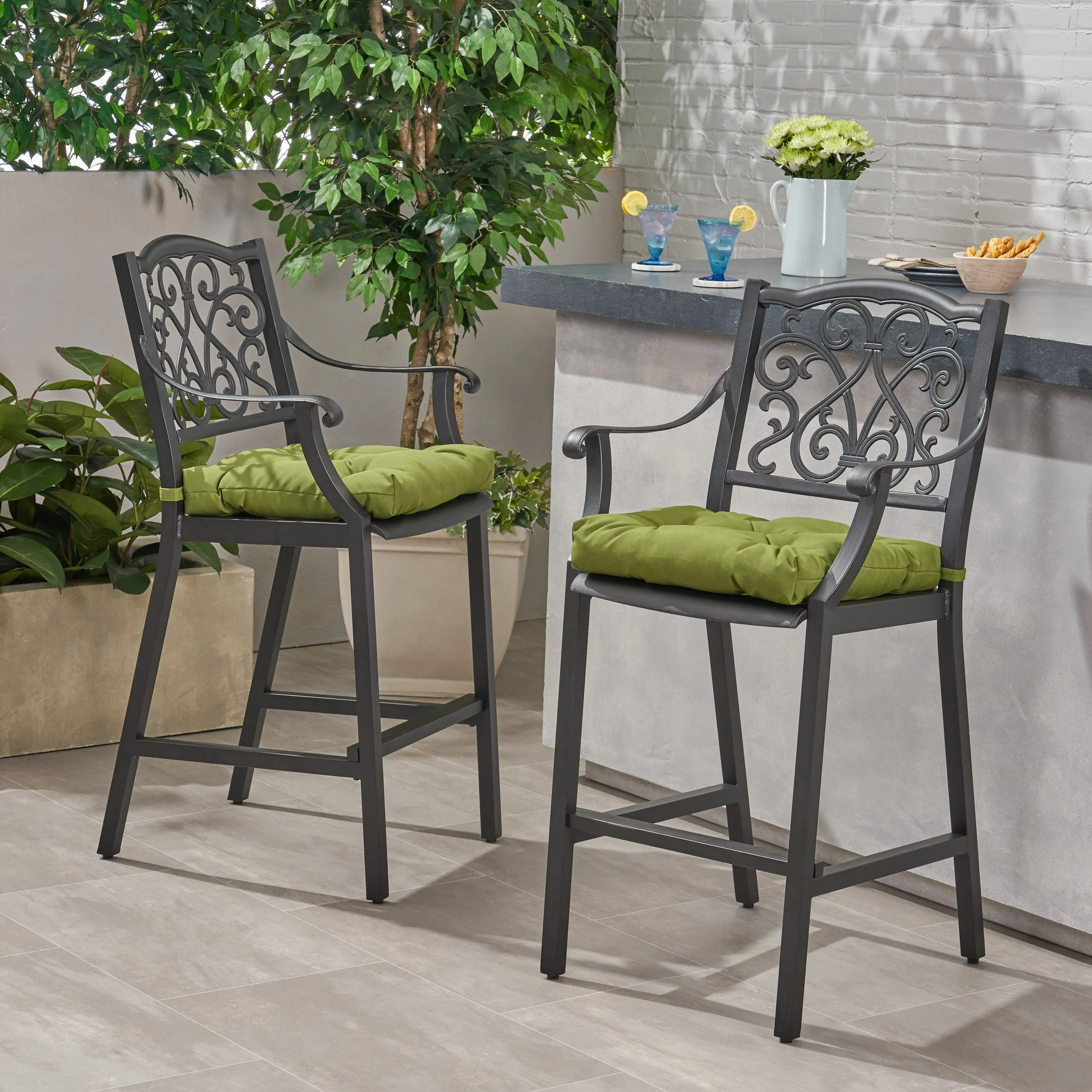 Outdoor Barstool with Cushion (Set of 2) - NH141013