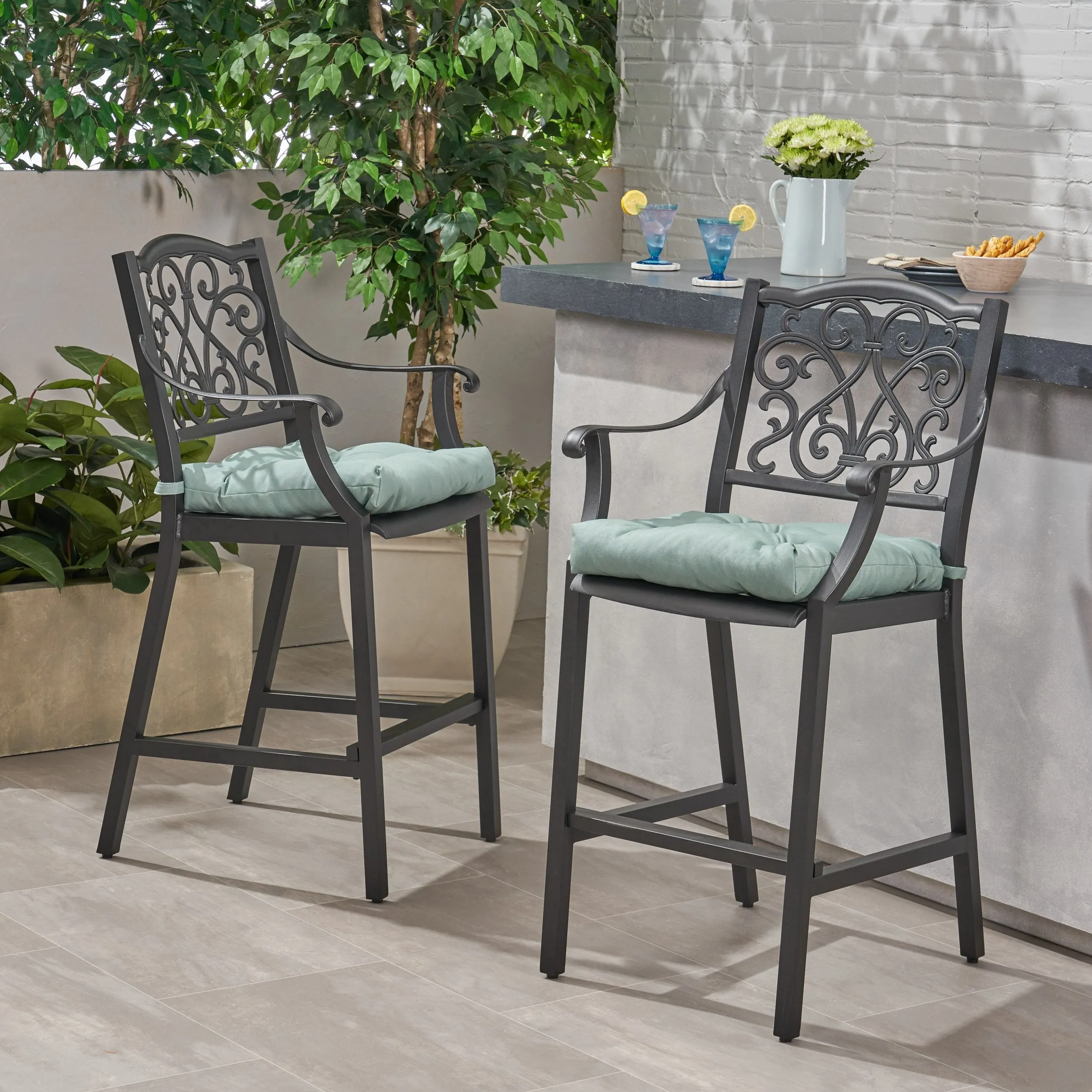 Outdoor Barstool with Cushion (Set of 2) - NH141013
